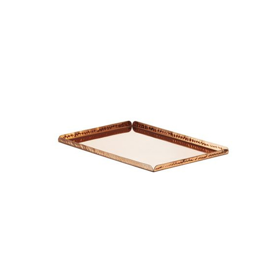 LEO VASSOIO PASTICCERIA/BAR INOX MARTELLATO PLACCATO RAME CM.30E5X21 H.1E3 -1-