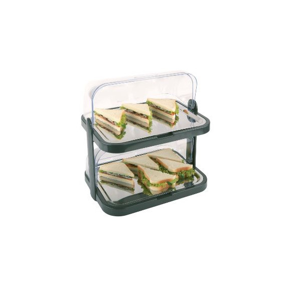 APS VETRINETTA ESPOSITORE 2 PIANI CON VASSOI INOX E GHIACCIO CM.44X32 H.44 -1-